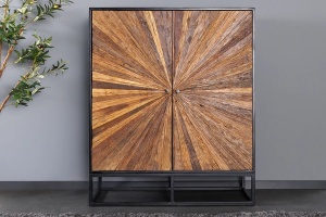 DULAP LIVING 120CM, BARRACUDA, MARO/NEGRU, DIN LEMN MASIV DE MANGO, LEMN TEC RECICLAT SI METAL