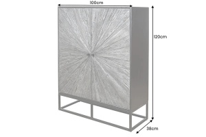 DULAP LIVING 120CM, BARRACUDA, MARO/NEGRU, DIN LEMN MASIV DE MANGO, LEMN TEC RECICLAT SI METAL - Img 5
