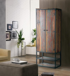 DULAP RIGA 6073, MARO/MULTICOLOR, LEMN RECICLAT, STIL VINTAGE G&C