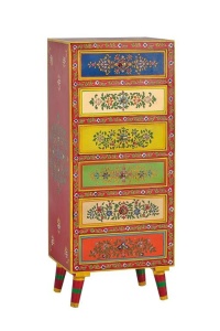 DULAPIOR 6094, MULTICOLOR, LEMN MASIV DE MANGO CU MOTIVE REALIZATE MANUAL, STIL VINTAGE G&C