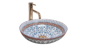 LAVOAR REA ARTE, ALBASTRU, 40 CM, DIN CERAMICA, CALITATE SUPERIOARA - Img 3