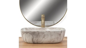 LAVOAR REA BELINDA, ASH, 46 CM, EFECT DE PIATRA GRI, DIN CERAMICA, CALITATE SUPERIOARA - Img 3