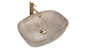 LAVOAR REA FREJA, EFECT DE PIATRA BEJ, 51 CM, DIN CERAMICA, CALITATE SUPERIOARA - Img 5