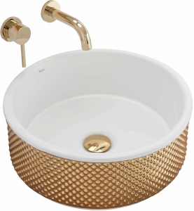 LAVOAR REA HELEN, ALB/AURIU, 42 CM, DIN CERAMICA, CALITATE SUPERIOARA - Img 5