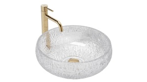 LAVOAR REA ICE, CRISTAL, TRANSPARENT, 40 CM, DIN STICLA, CALITATE SUPERIOARA - Img 3