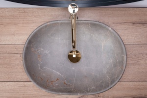 LAVOAR REA LARA, EFECT DE PIATRA BEJ, 48,5 CM, DIN CERAMICA, CALITATE SUPERIOARA - Img 4