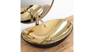 LAVOAR REA ROYAL, AURIU/EFECT DE MARMURA NEAGRA MATA, 60,5 CM, DIN CERAMICA, CALITATE SUPERIOARA