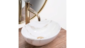LAVOAR REA SOFIA MINI, SHINY AIAX, EFECT DE MARMURA ALBA, 35 CM, DIN CERAMICA, CALITATE SUPERIOARA