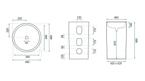 LAVOAR REA STATIV ESTERA, 85 CM, ALB, DIN CERAMICA, CALITATE SUPERIOARA - Img 6
