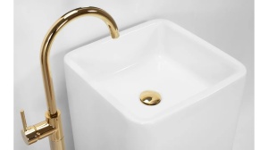 LAVOAR REA STATIV HOLLY, 85 CM, ALB, DIN CERAMICA, CALITATE SUPERIOARA - Img 5