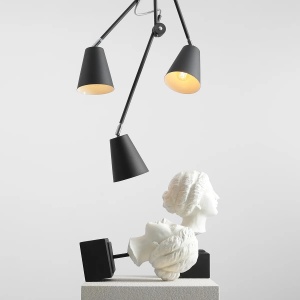 LUSTRA ARTE, 3 BRATE, 80 CM, NEAGRA, DIN METAL, STIL MODERN - Img 2