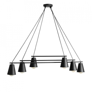 LUSTRA ARTE, 6 BRATE, 95 CM, NEAGRA, DIN METAL, STIL MODERN