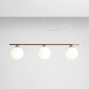 LUSTRA BERYL, 3 BRATE, 120 CM, AURIE, DIN STICLA SI METAL, STIL MODERN