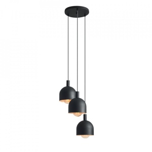 LUSTRA BERYL RING, CU 3 BRATE, 130 CM, NEAGRA, DIN METAL, STIL MODERN