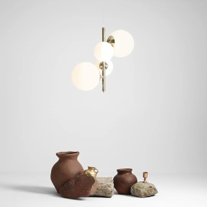 LUSTRA BLOOM, 4 BRATE, 120 CM, AURIE, DIN STICLA SI METAL, STIL MODERN - Img 5