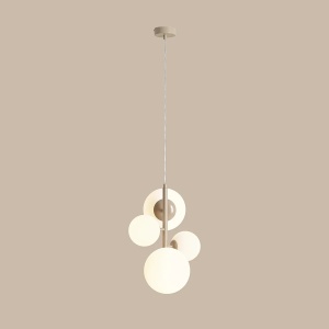 LUSTRA BLOOM, 4 BRATE, 120 CM, BEJ, DIN STICLA SI METAL, STIL MODERN - Img 2