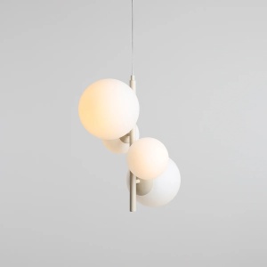 LUSTRA BLOOM, 4 BRATE, 120 CM, CREM, DIN STICLA SI METAL, STIL MODERN