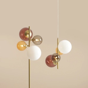 LUSTRA BLOOM, 4 BRATE, 120 CM, MULTICOLOR, DIN STICLA SI METAL, STIL MODERN - Img 4