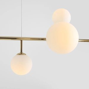 LUSTRA DIONE, 9 BRATE, 200 CM, AURIE, DIN STICLA SI METAL, STIL MODERN - Img 3