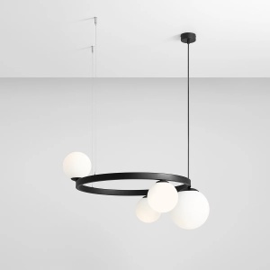 LUSTRA GARDA, 4 BRATE, 120 CM, ALB/NEGRU, DIN STICLA SI METAL, STIL MODERN