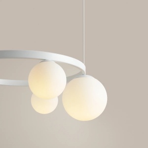LUSTRA GARDA, 4 BRATE, 120 CM, ALBA, DIN STICLA SI METAL, STIL MODERN - Img 4