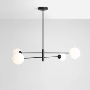 LUSTRA HOMME, 4 BRATE, 55 CM, NEAGRA, DIN STICLA SI METAL, STIL MODERN - Img 2