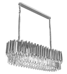 LUSTRA IMPERIAL LONG SILVER 90, ARGINTIU/ALB, DIN OTEL SI CRISTALE, STIL MODERN