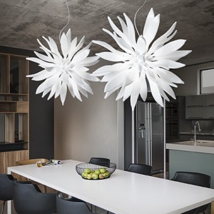 LUSTRA LEAVES SP12, ALB, DIN METAL SI STICLA, STIL MODERN - Img 2