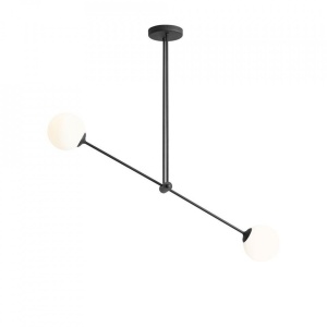 LUSTRA OHIO, 2 BRATE, 120 CM, NEAGRA, DIN STICLA SI METAL, STIL MODERN