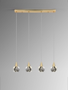 LUSTRA/PLAFONIERA AQUARIA, 79 CM, AURIU MAT/TRANSPARENT, DIN METAL SI STICLA, STIL MODERN