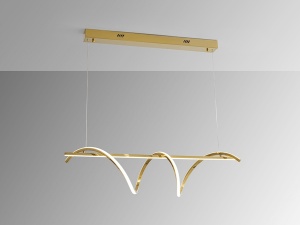LUSTRA/PLAFONIERA ASURE, 100CM, AURIU/OPAL, DIN METAL SI SILICON, STIL MODERN - Img 5