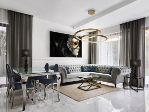 LUSTRA/PLAFONIERA ETERNITY, CU TELECOMANDA, 97 CM, AURIU/TRANSPARENT, DIN METAL, ALUMINIU SI ACRIL, STIL MODERN