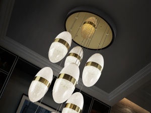 LUSTRA/PLAFONIERA GARDEN, 50 CM, NEGRU/AURIU/TRANSPARENT, DIN METAL SI POLICARBONAT, STIL MODERN - Img 3