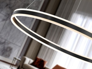 LUSTRA/PLAFONIERA HELIA, 100 CM, NEGRU MAT/OPAL, DIN METAL, ALUMINIU SI ACRIL, STIL MODERN - Img 3