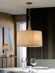 LUSTRA/PLAFONIERA MERCURY, 50 CM, BEJ/SAMPANIE, DIN STICLA, ALAMA SI TESATURA, STIL MODERN