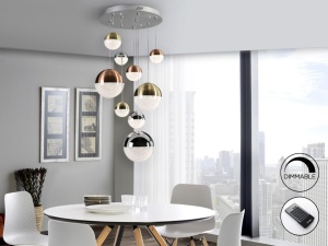 LUSTRA/PLAFONIERA SPHERE, CU TELECOMANDA, 50 CM, CROM/ALAMA/CUPRU, DIN METAL SI POLICARBONAT, STIL MODERN - Img 3