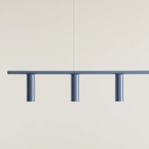 LUSTRA TREVO, 6 BRATE, 86 CM, ALBASTRA, DIN METAL, STIL MODERN - Img 2