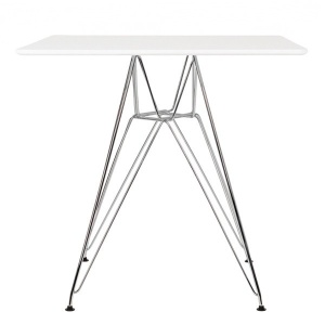 MASA ALBA DIN MDF CU BAZA DIN OTEL DSR SQUARE 80x80 STIL MODERN B2