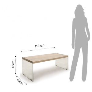 MASA DE CAFEA 110CM, NANCY, STIL MODERN, BLAT DIN STICLA SI PLACI LAMINATE, COD 2885 - Img 3