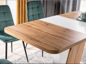 MASA DINING EXTENSIBILA CROCUS, 120/160 CM, STEJAR WOTAN/ALB MAT, DIN PAL LAMINAT, STIL MODERN - Img 6