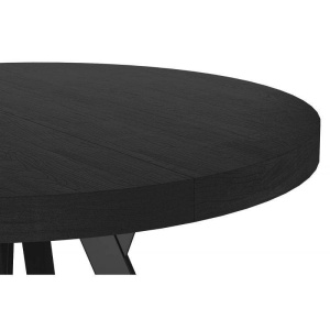 MASA DINING EXTENSIBILA DOMINGO, 100/250 CM, NEAGRA, BLAT DIN FURNIR NATURAL SI PICIOARE DIN METAL, STIL MODERN - Img 4