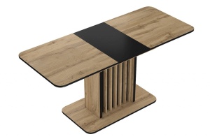 MASA DINING EXTENSIBILA KENT, 130/180 CM, STEJAR ATISAN/NEGRU, DIN PAL LAMINAT, STIL MODERN - Img 2