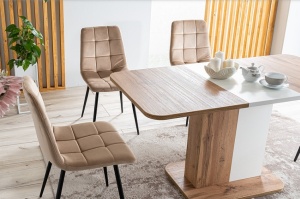 MASA DINING EXTENSIBILA NEXT, 110/153 CM, STEJAR ATISAN/ALB MAT, DIN PAL LAMINAT, STIL MODERN - Img 2
