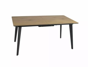 MASA DINING EXTENSIBILA RENE, 160/200 CM, STEJAR/NEGRU MAT, BLAT DIN MDF SI PICIOARE DIN METAL, STIL MODERN - Img 4