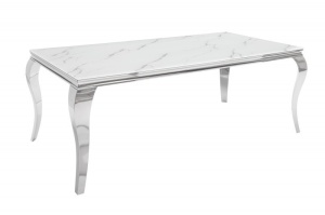 MASA ELEGANTA, DE LUX 180CM, METAL ARGINTIU SI STICLA, CE IMITA MARMURA, ARTIM GROUP SELECTION - Img 5