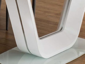 MASA EXTENSIBILA ARMANI, ALB MAT, 160/220 CM, DIN STICLA SECURIZATA, MDF SI METAL, STIL MODERN - Img 4
