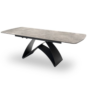 MASA EXTENSIBILA BENTLEY, EFECT DE PIATRA GRI/NEGRU, 160/220 CM, DIN STICLA SECURIZATA, CERAMICA SI METAL, STIL MODERN, ATR