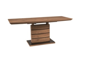 MASA EXTENSIBILA LEONARDO, 140/180 CM, STEJAR/NEGRU, DIN MDF SI STICLA SECURIZATA, STIL MODERN - Img 8