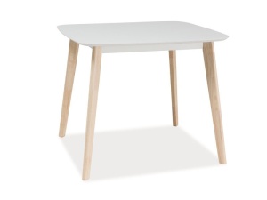 MASA LIVING/DINING TIBI, 90 CM, ALB/STEJAR, BLAT DIN MDF SI PICIOARE DIN LEMN, STIL MODERN - Img 2
