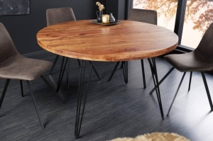 MASA ROTUNDA 120CM, LEMN MASIV DE SALCAM SI METAL, DESIGN INDUSTRIAL, ARTIM GROUP SELECTION